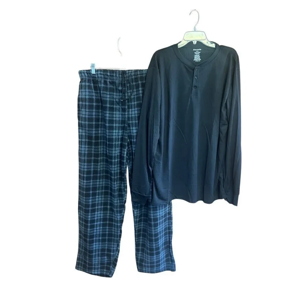 Nevada Men’s PJ Set Sz XXL Navy/Orange NWOT